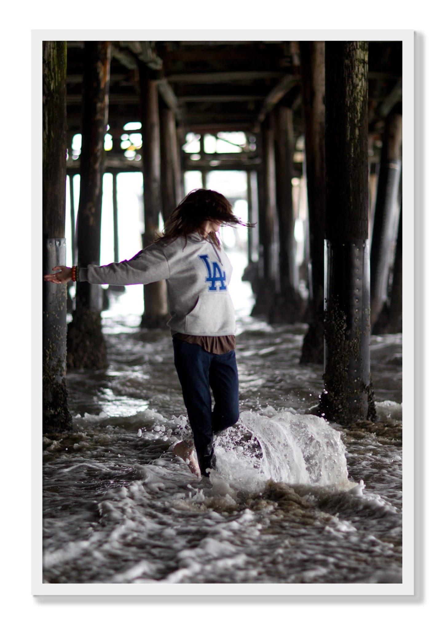 Framed photograph of LA by Dylan Ozanich, White frame, Full Bleed