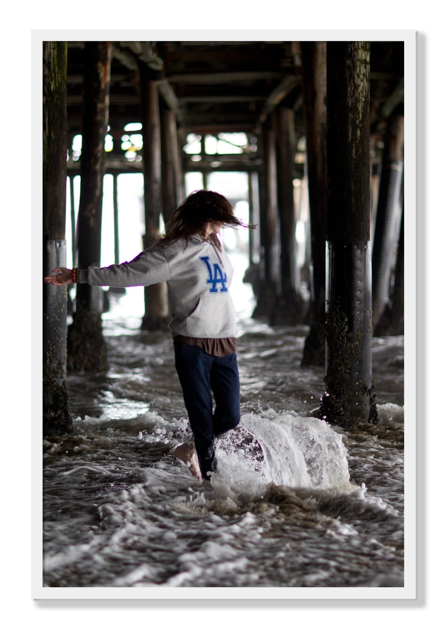 Framed photograph of LA by Dylan Ozanich, White frame, Full Bleed