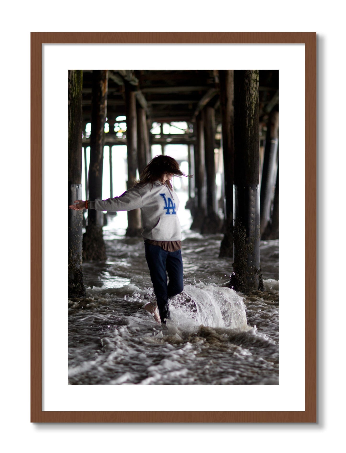 Framed photograph of LA by Dylan Ozanich, Walnut frame, Borders