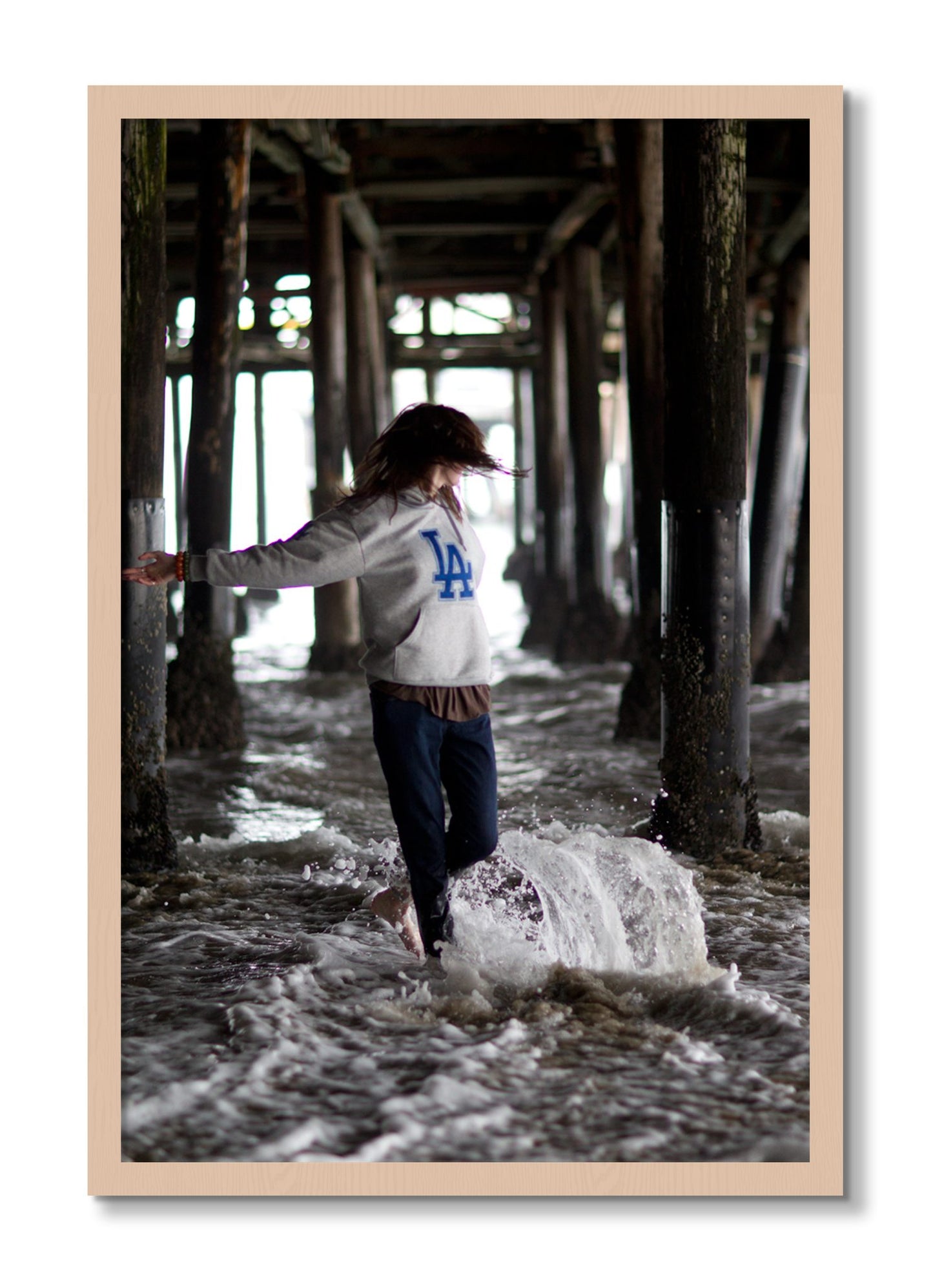 Framed photograph of LA by Dylan Ozanich, Maple frame, Full Bleed