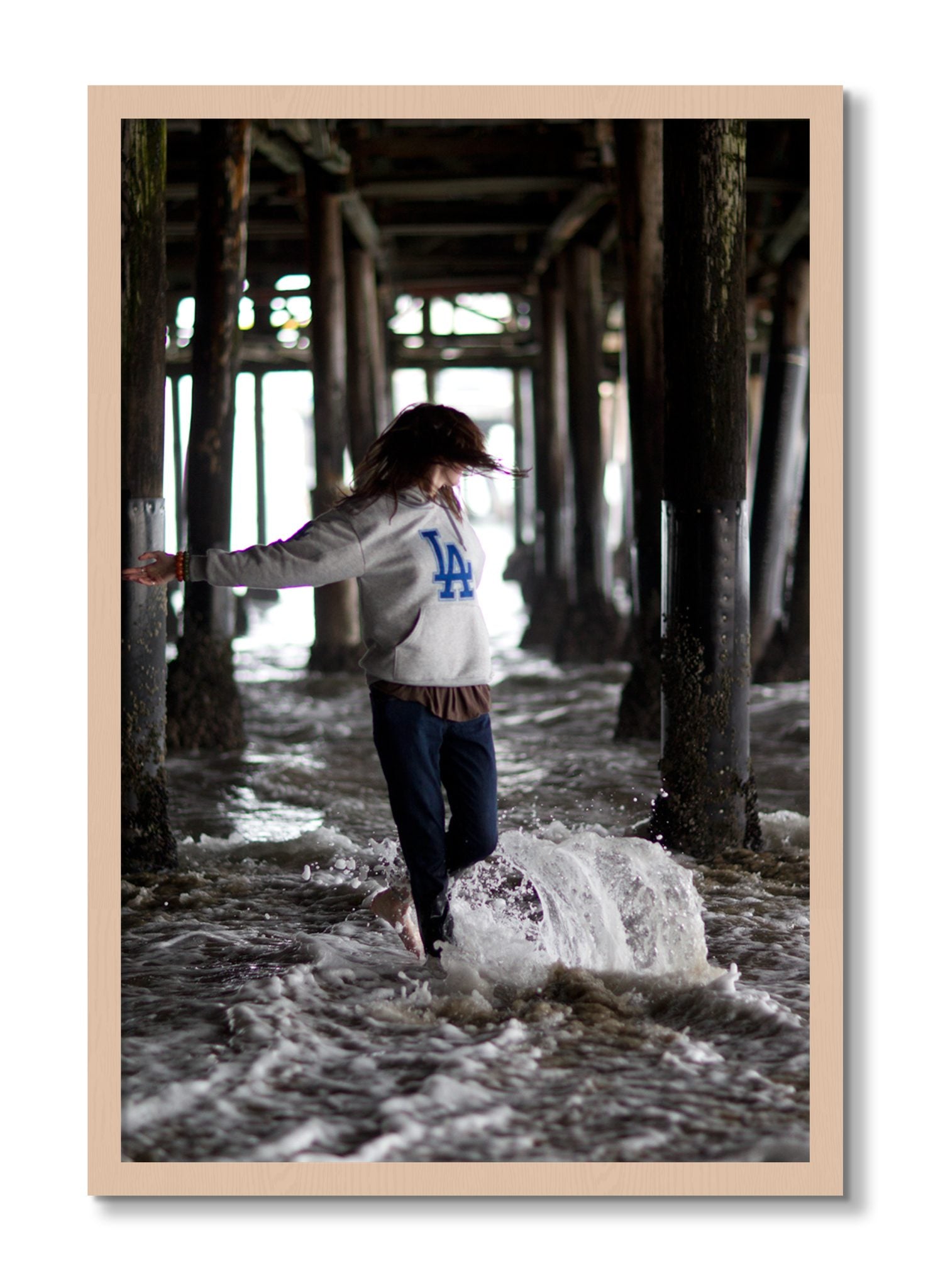 Framed photograph of LA by Dylan Ozanich, Maple frame, Full Bleed