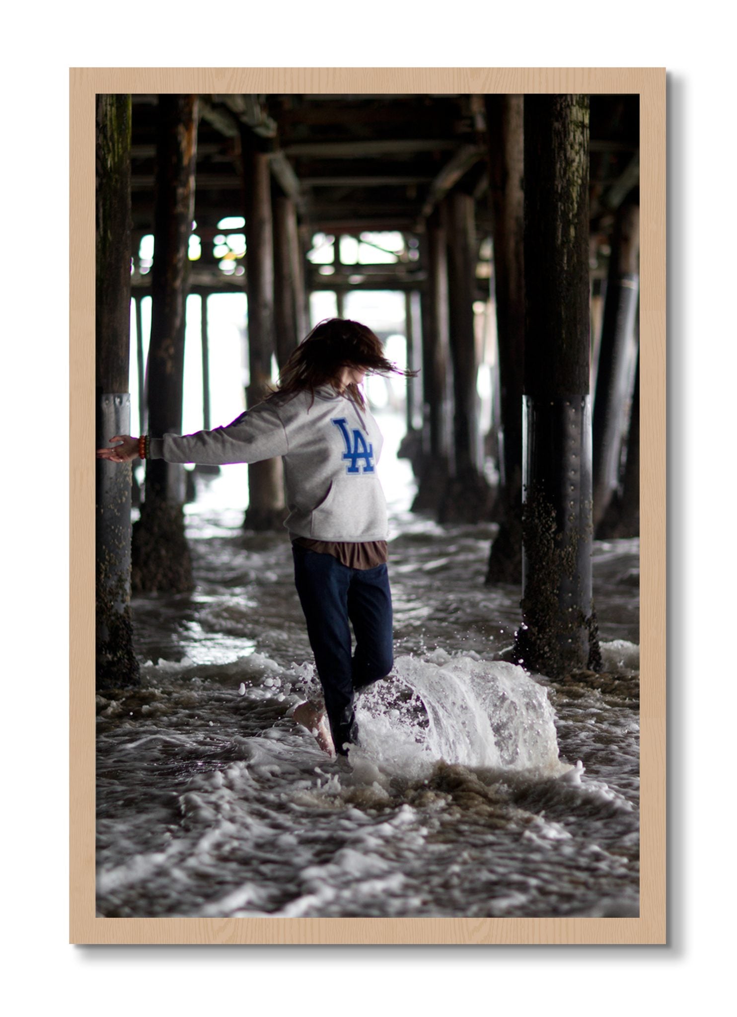 Framed photograph of LA by Dylan Ozanich, Oak frame, Full Bleed
