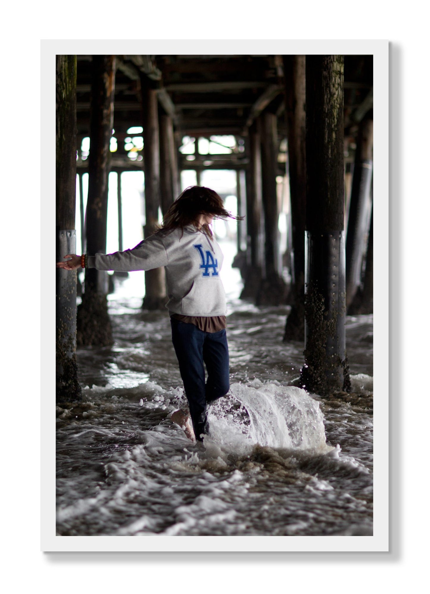Framed photograph of LA by Dylan Ozanich, White frame, Full Bleed