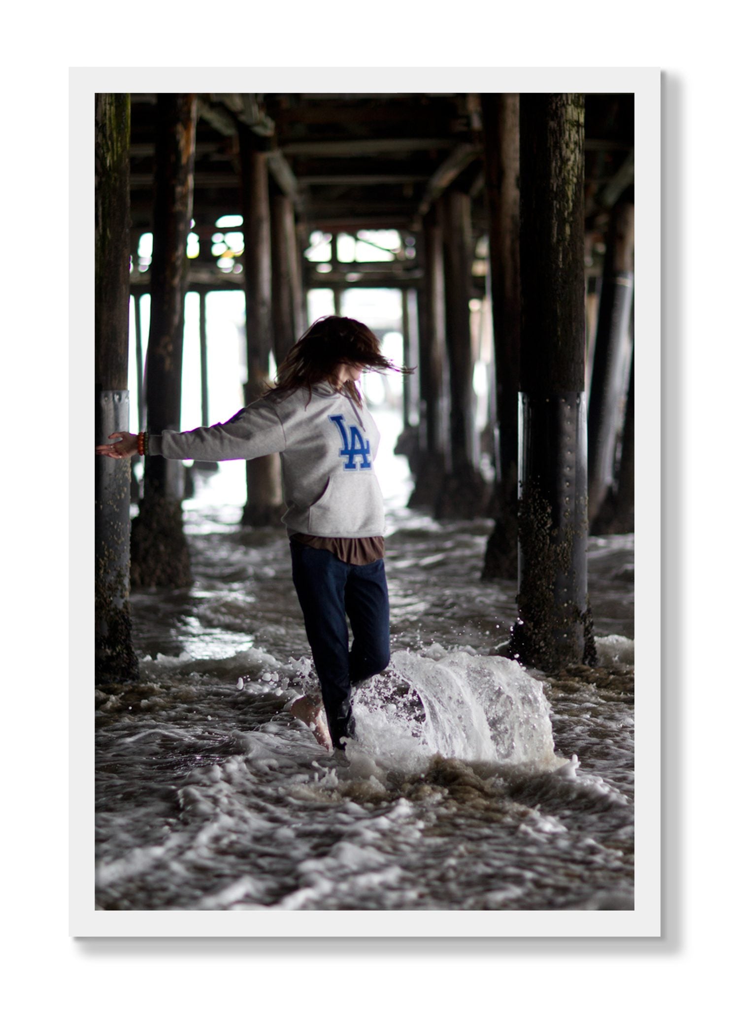 Framed photograph of LA by Dylan Ozanich, White frame, Full Bleed
