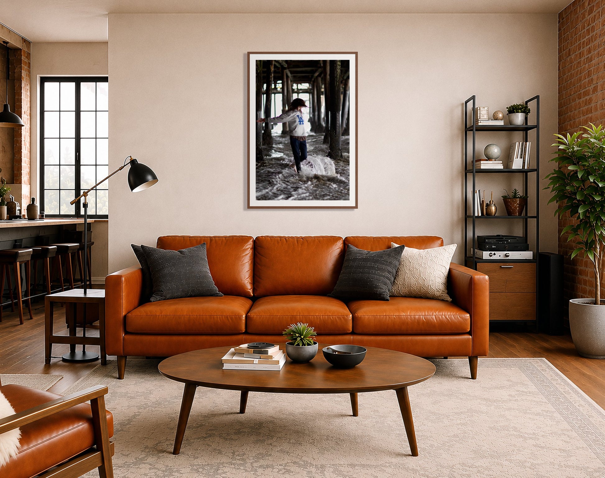 Framed photograph of LA by Dylan Ozanich displayed on a wall