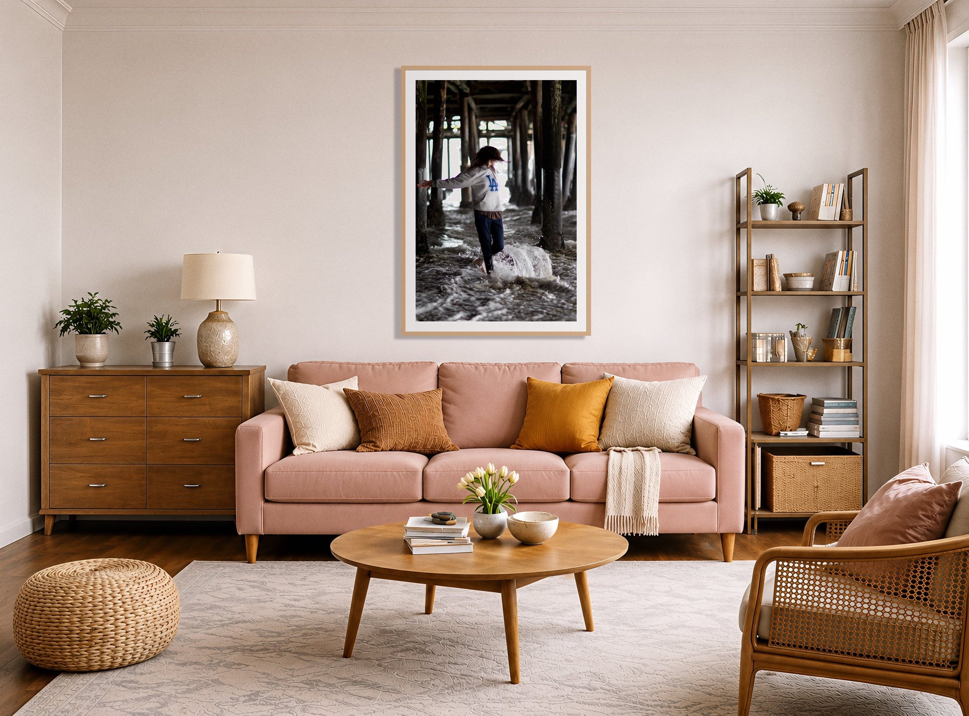 Framed photograph of LA by Dylan Ozanich displayed on a wall