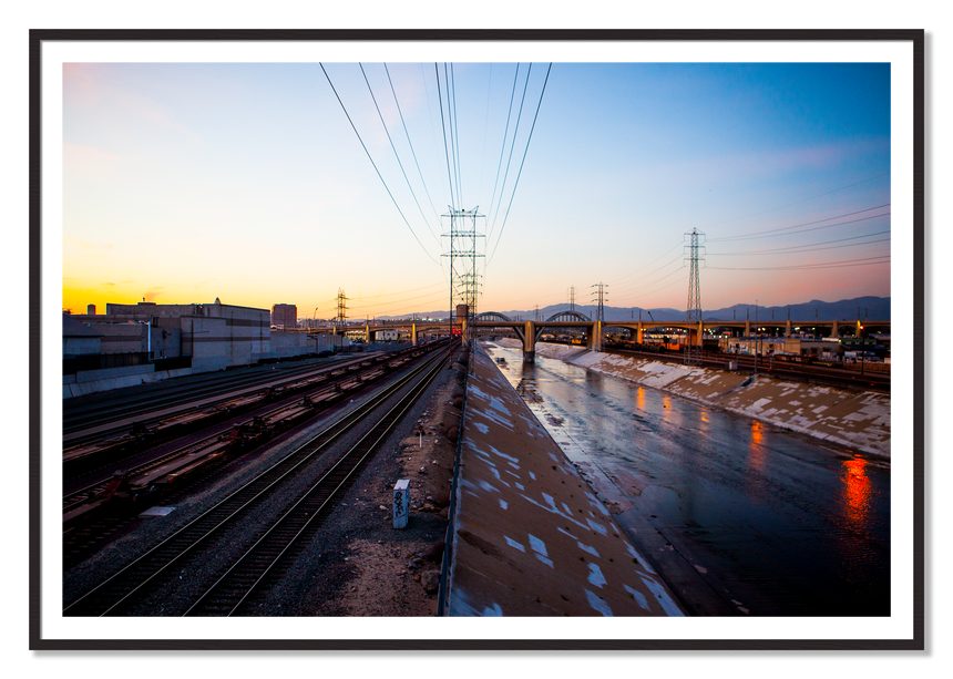 LARiver by Dylan Ozanich, 48×72 print with a White Border in a Black Walnut frame