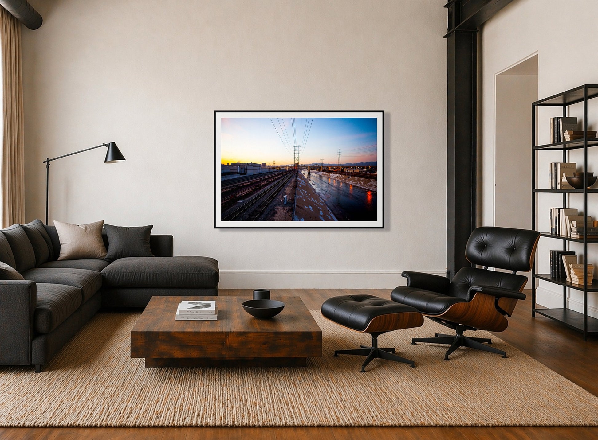 Framed photograph of LARiver by Dylan Ozanich displayed on a wall