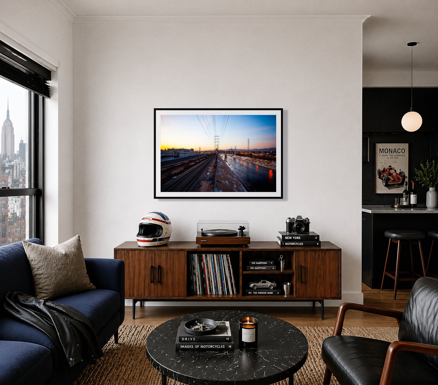 Framed photograph of LARiver by Dylan Ozanich displayed on a wall