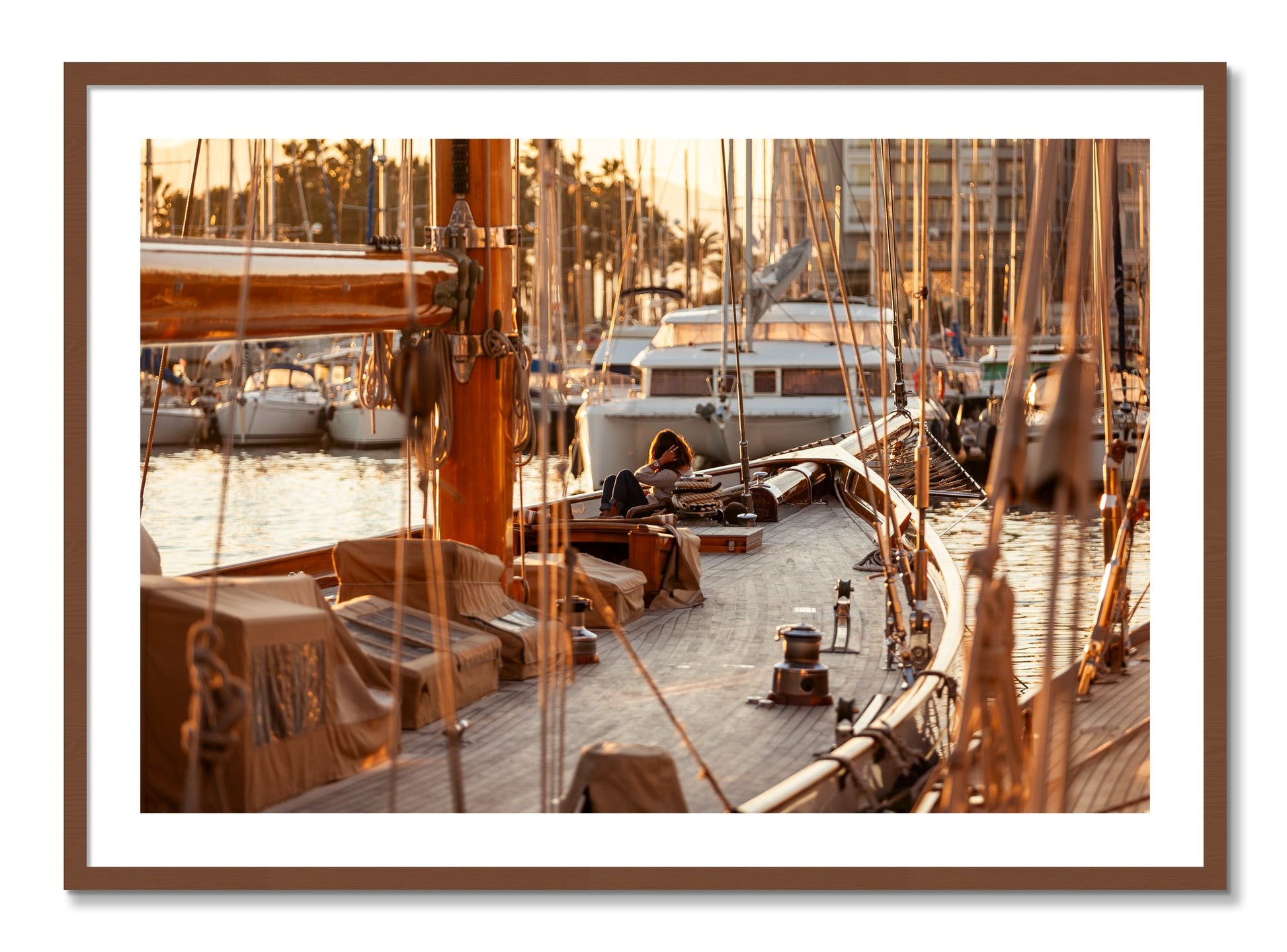 Framed photograph of Living by Dylan Ozanich, Walnut frame, Borders