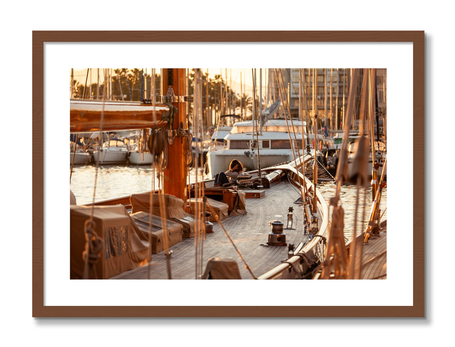 Framed photograph of Living by Dylan Ozanich, Walnut frame, Borders