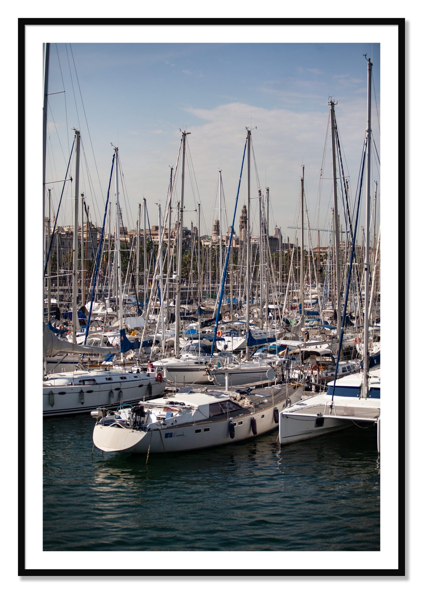 Framed photograph of Marina Nice France by Dylan Ozanich, Black frame, Borders
