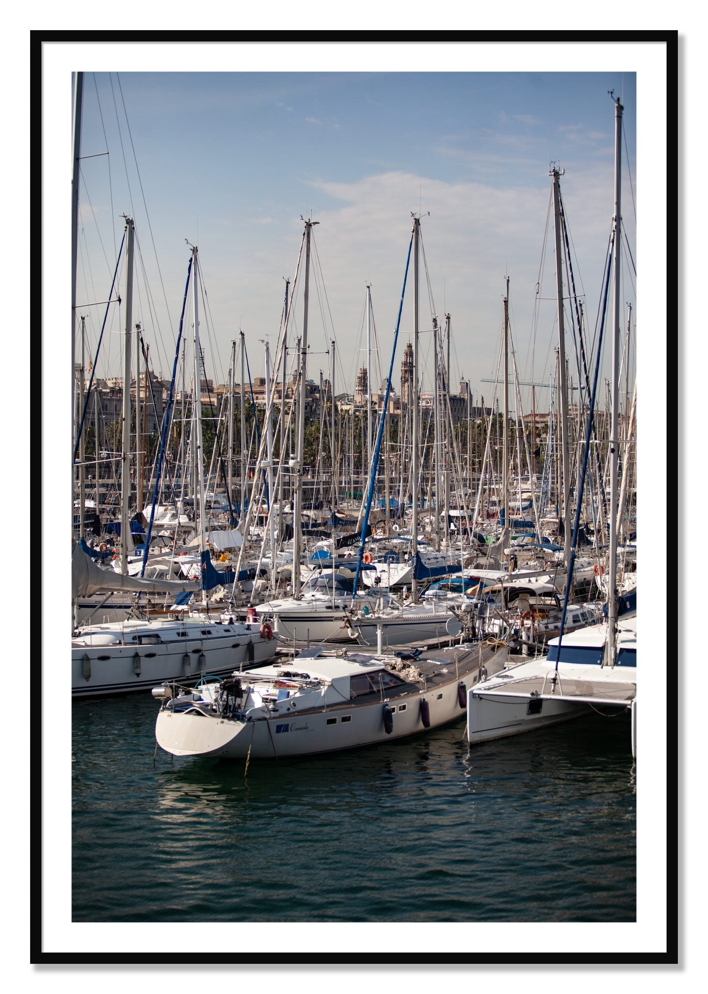Framed photograph of Marina Nice France by Dylan Ozanich, Black frame, Borders