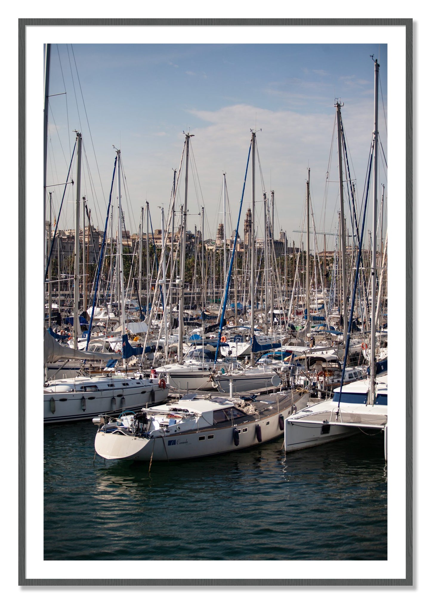 Framed photograph of Marina Nice France by Dylan Ozanich, Grey frame, Borders