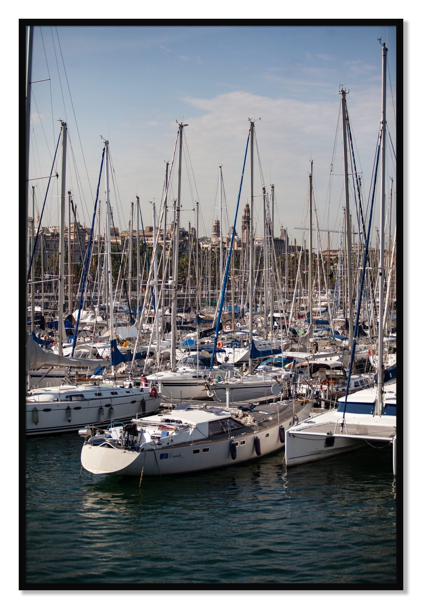 Framed photograph of Marina Nice France by Dylan Ozanich, Black frame, Full Bleed