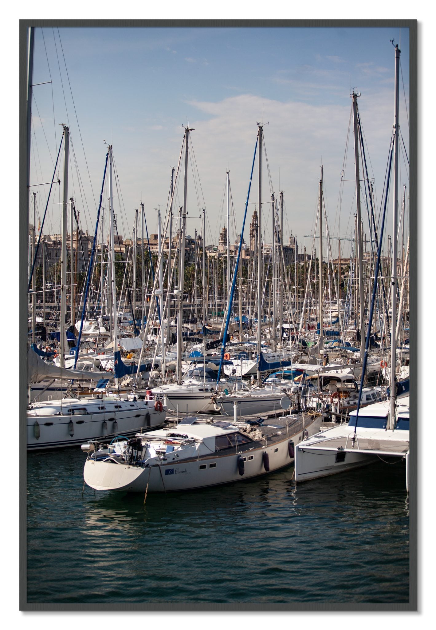 Framed photograph of Marina Nice France by Dylan Ozanich, Grey frame, Full Bleed