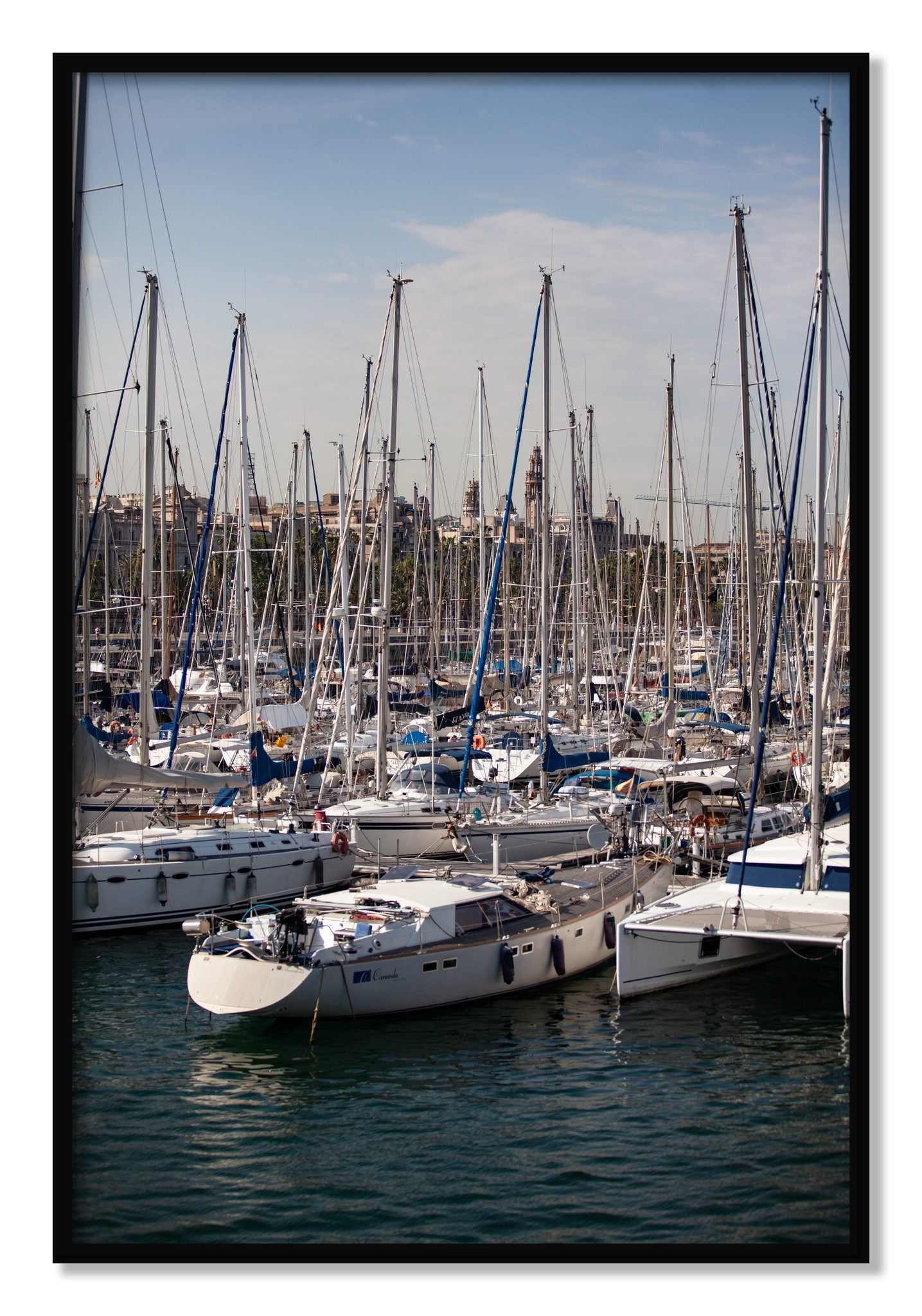Framed photograph of Marina Nice France by Dylan Ozanich, Black frame, Full Bleed