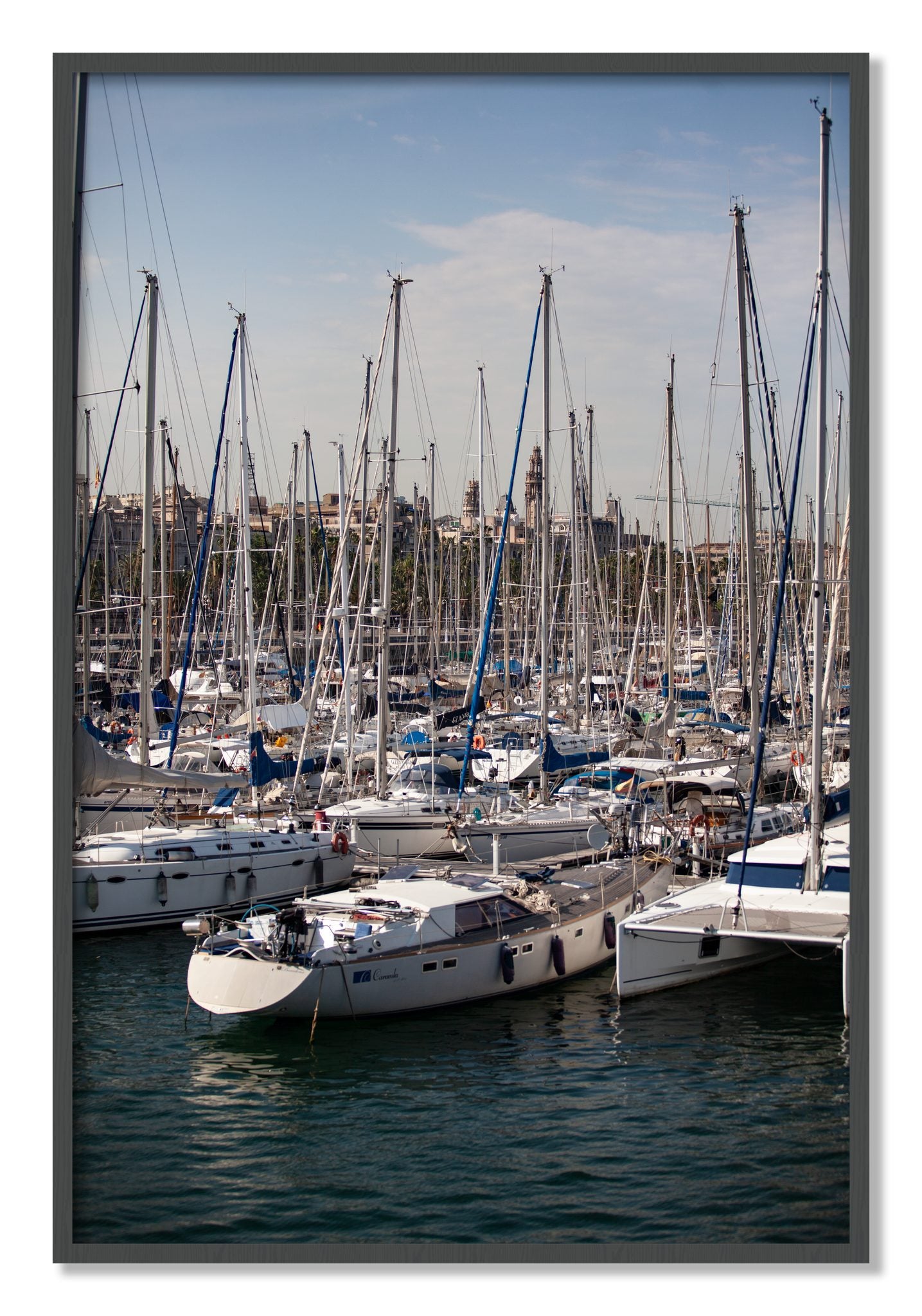 Framed photograph of Marina Nice France by Dylan Ozanich, Grey frame, Full Bleed