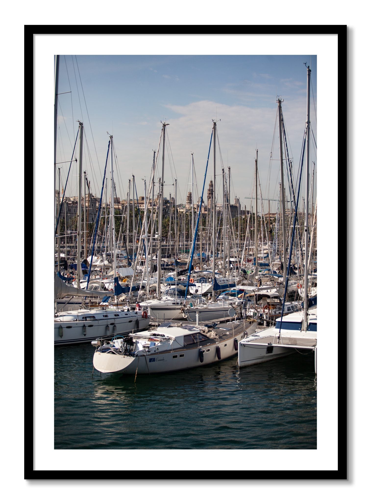 Framed photograph of Marina Nice France by Dylan Ozanich, Black frame, Borders