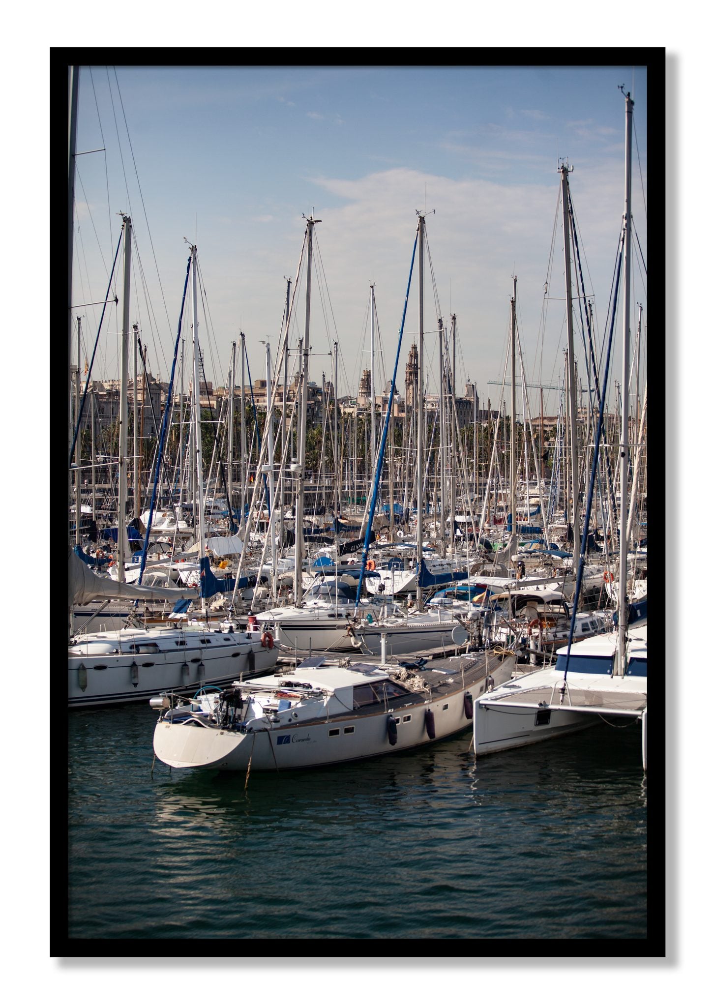 Framed photograph of Marina Nice France by Dylan Ozanich, Black frame, Full Bleed