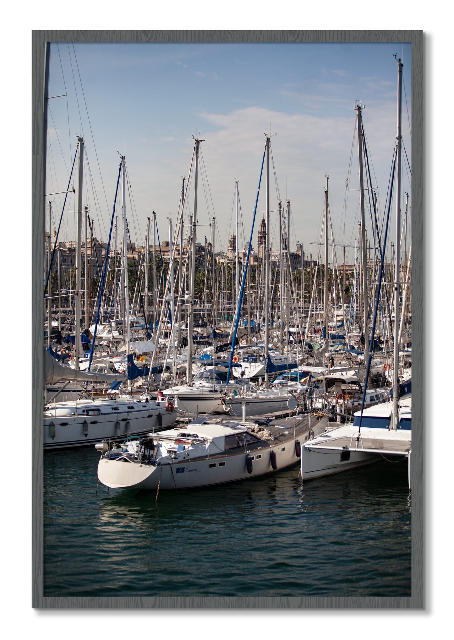 Framed photograph of Marina Nice France by Dylan Ozanich, Grey frame, Full Bleed