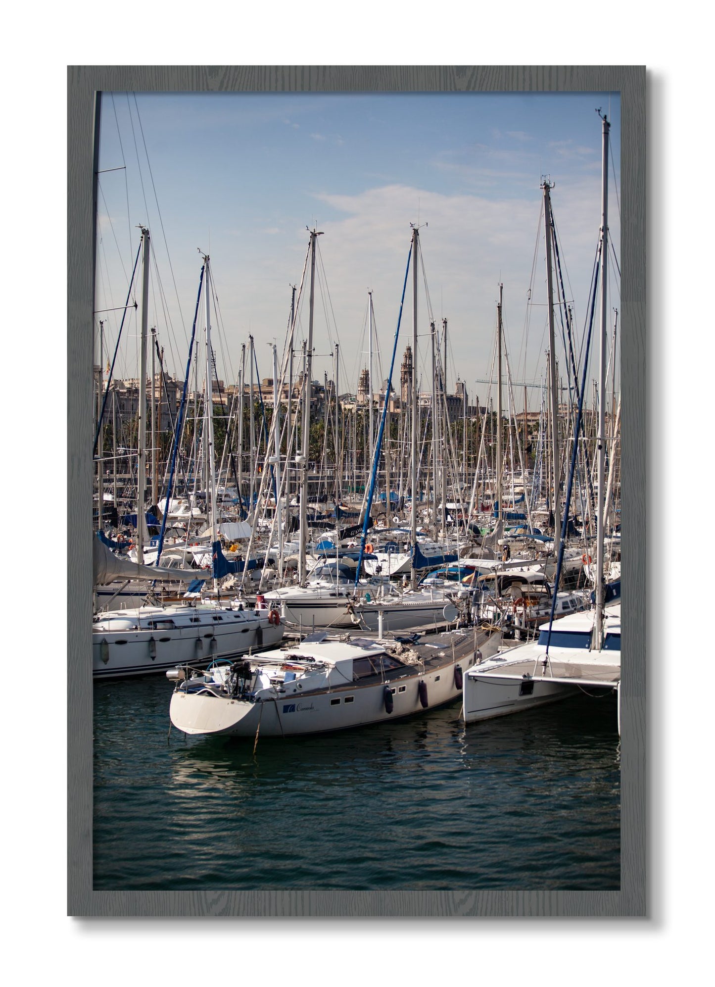 Framed photograph of Marina Nice France by Dylan Ozanich, Grey frame, Full Bleed