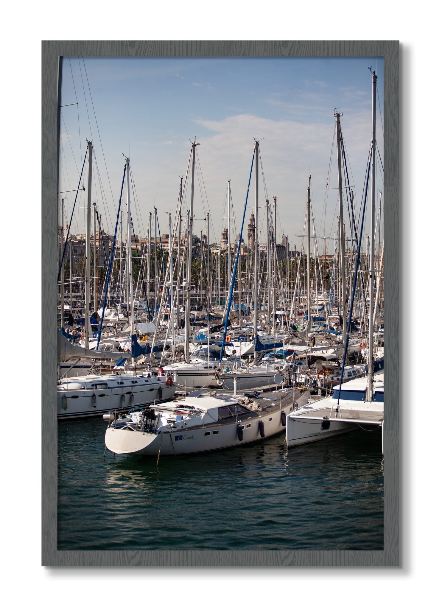 Framed photograph of Marina Nice France by Dylan Ozanich, Grey frame, Full Bleed