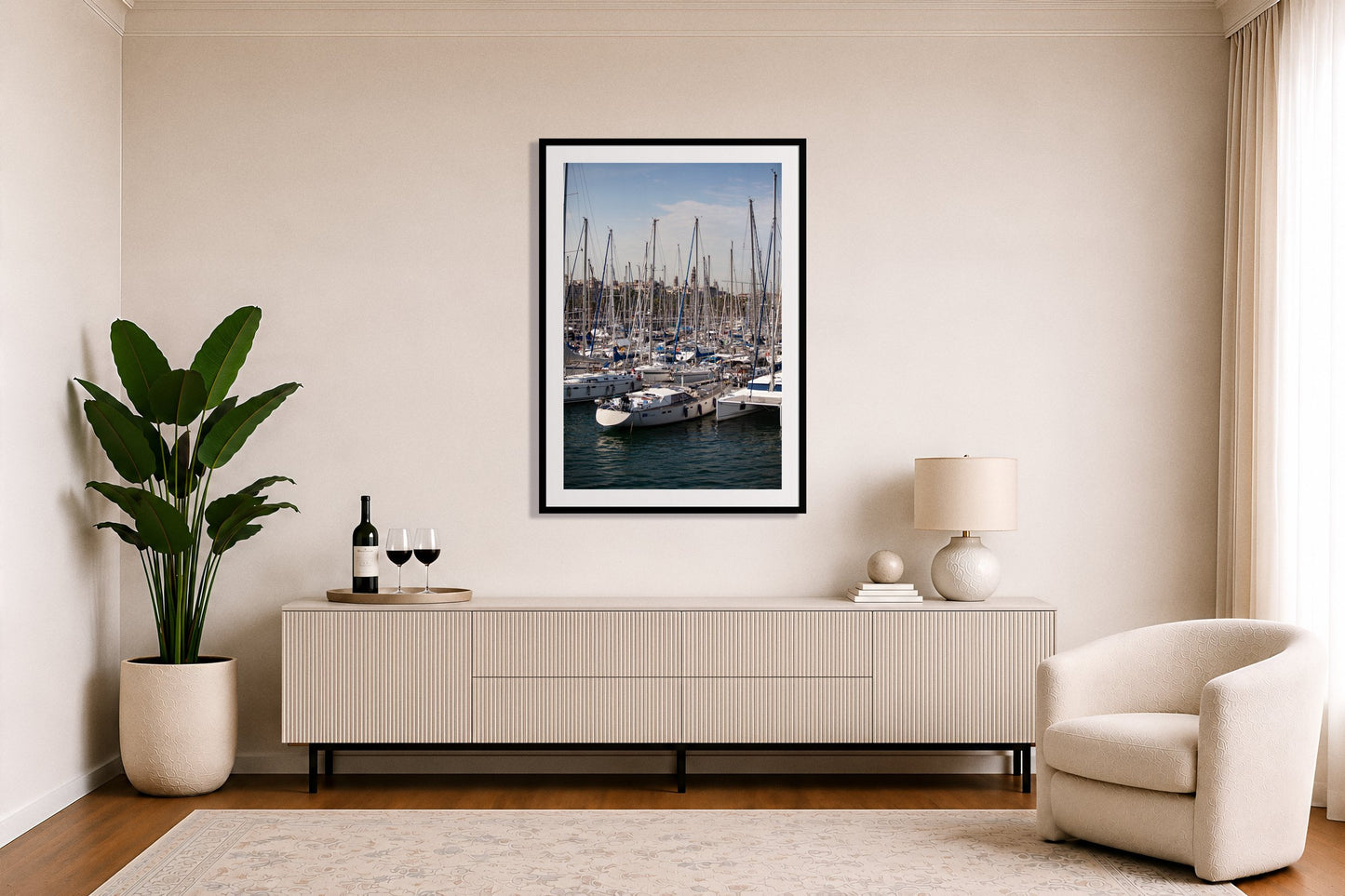 Framed photograph of Marina Nice France by Dylan Ozanich displayed on a wall