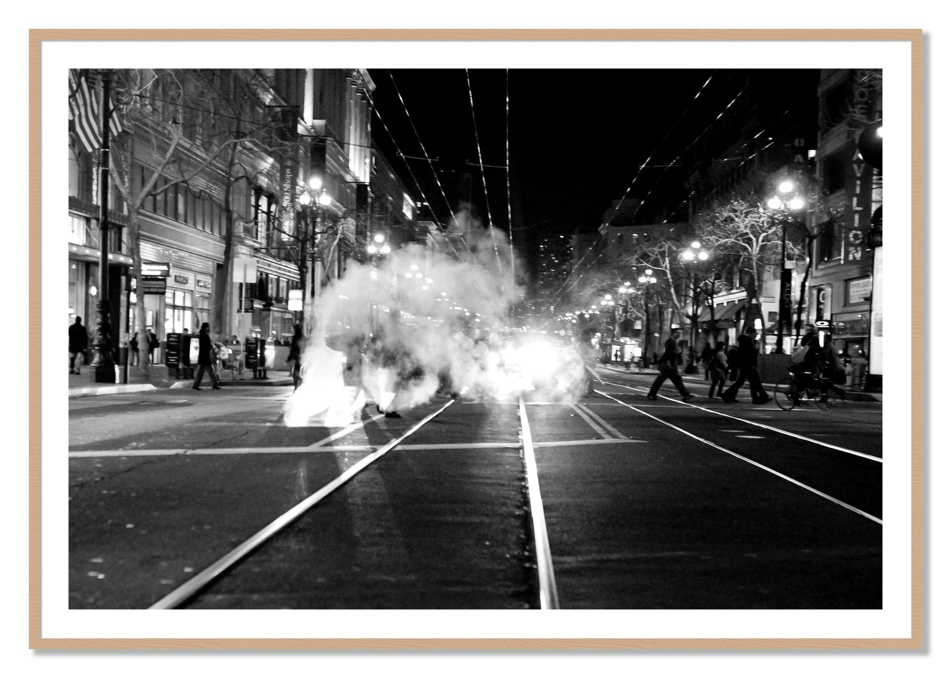 Market Street by Dylan Ozanich, 40×60 print with a White Border in an Oak frame