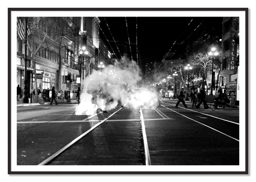 Market Street by Dylan Ozanich, 48×72 print with a White Border in a Black Walnut frame