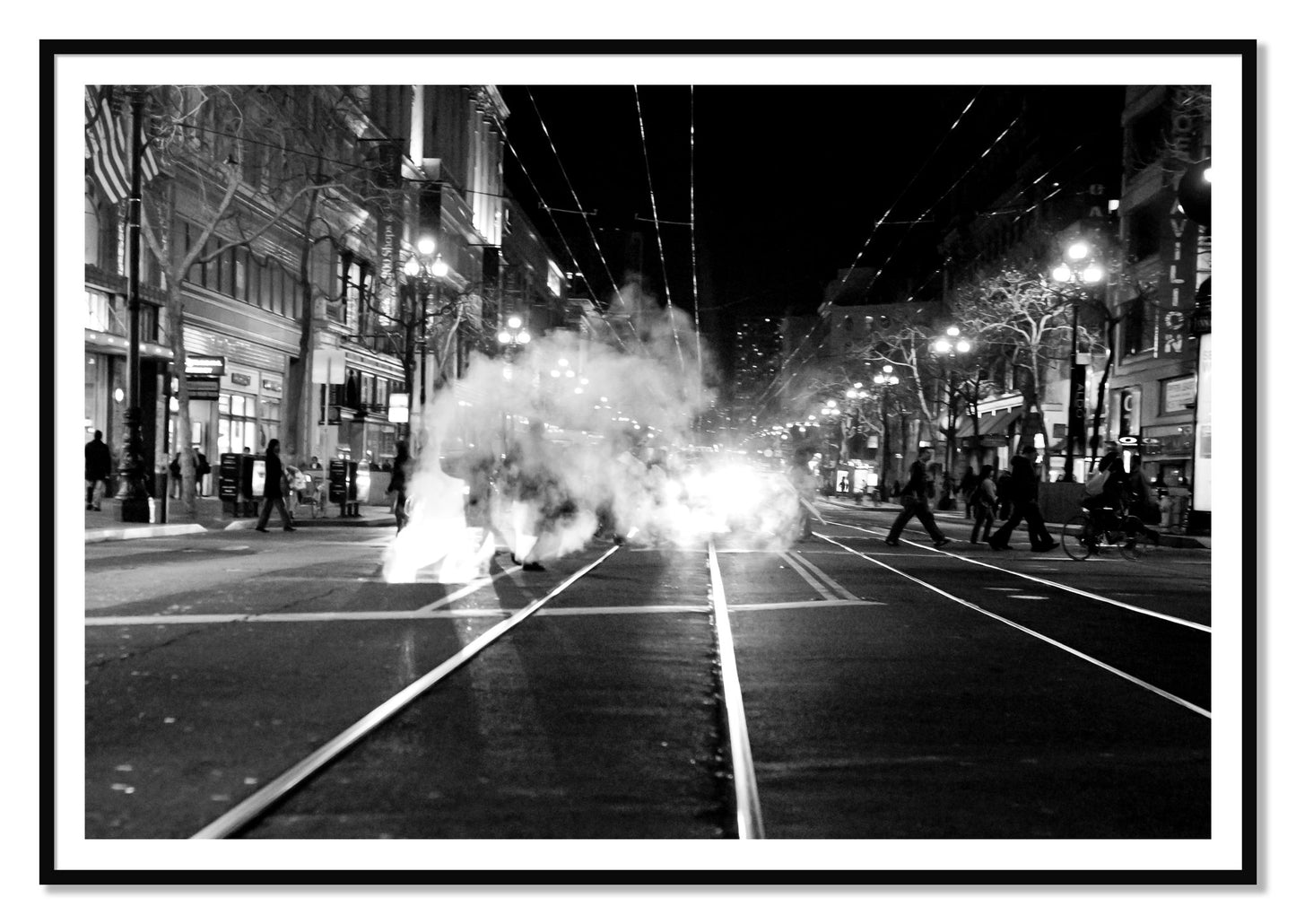Market Street by Dylan Ozanich, 48×72 print with a White Border in a Black frame