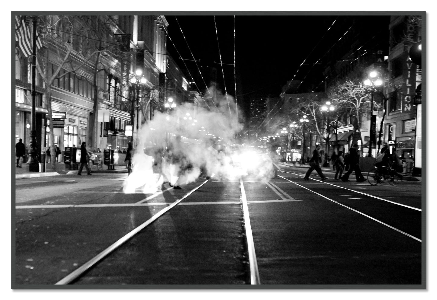 Market Street by Dylan Ozanich, 48×72 Full Bleed Print in a Grey frame