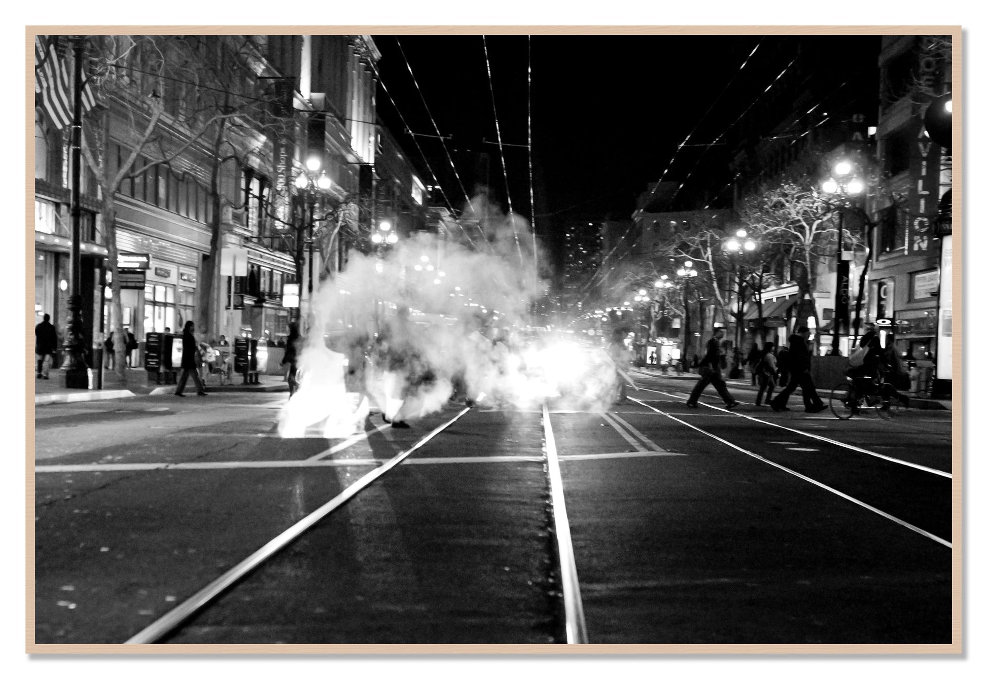 Market Street by Dylan Ozanich, 48×72 Full Bleed Print in a Maple frame