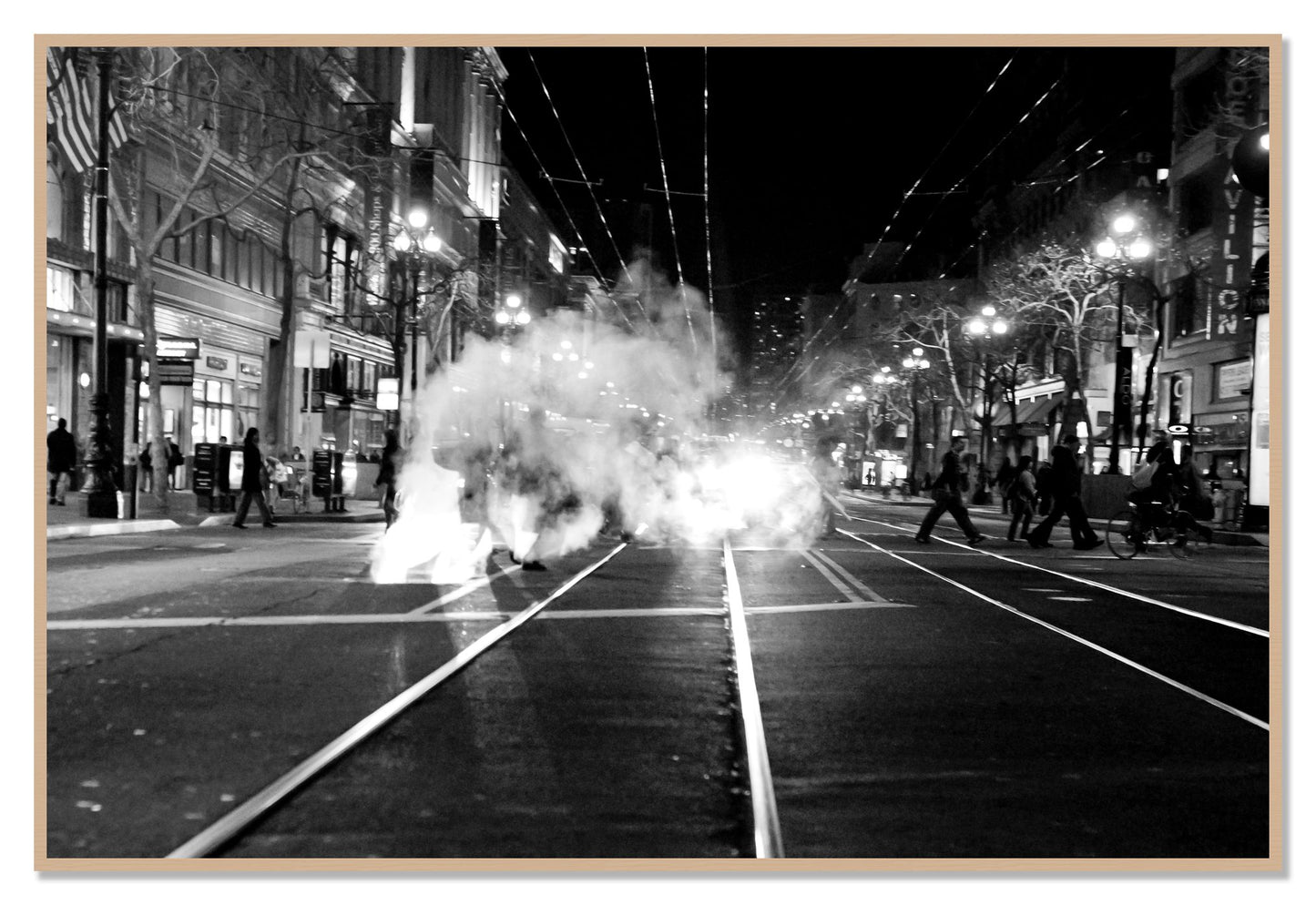 Market Street by Dylan Ozanich, 48×72 Full Bleed Print in an Oak frame