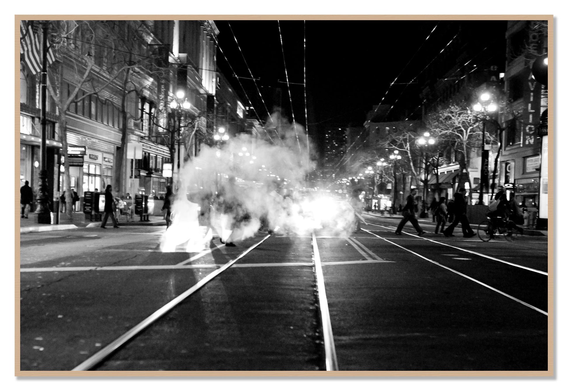 Market Street by Dylan Ozanich, 48×72 Full Bleed Print in an Oak frame
