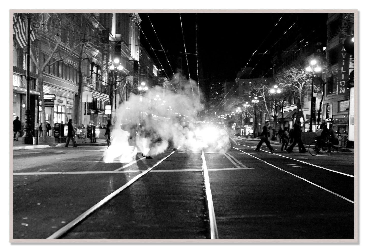 Market Street by Dylan Ozanich, 48×72 Full Bleed Print in a White Maple frame