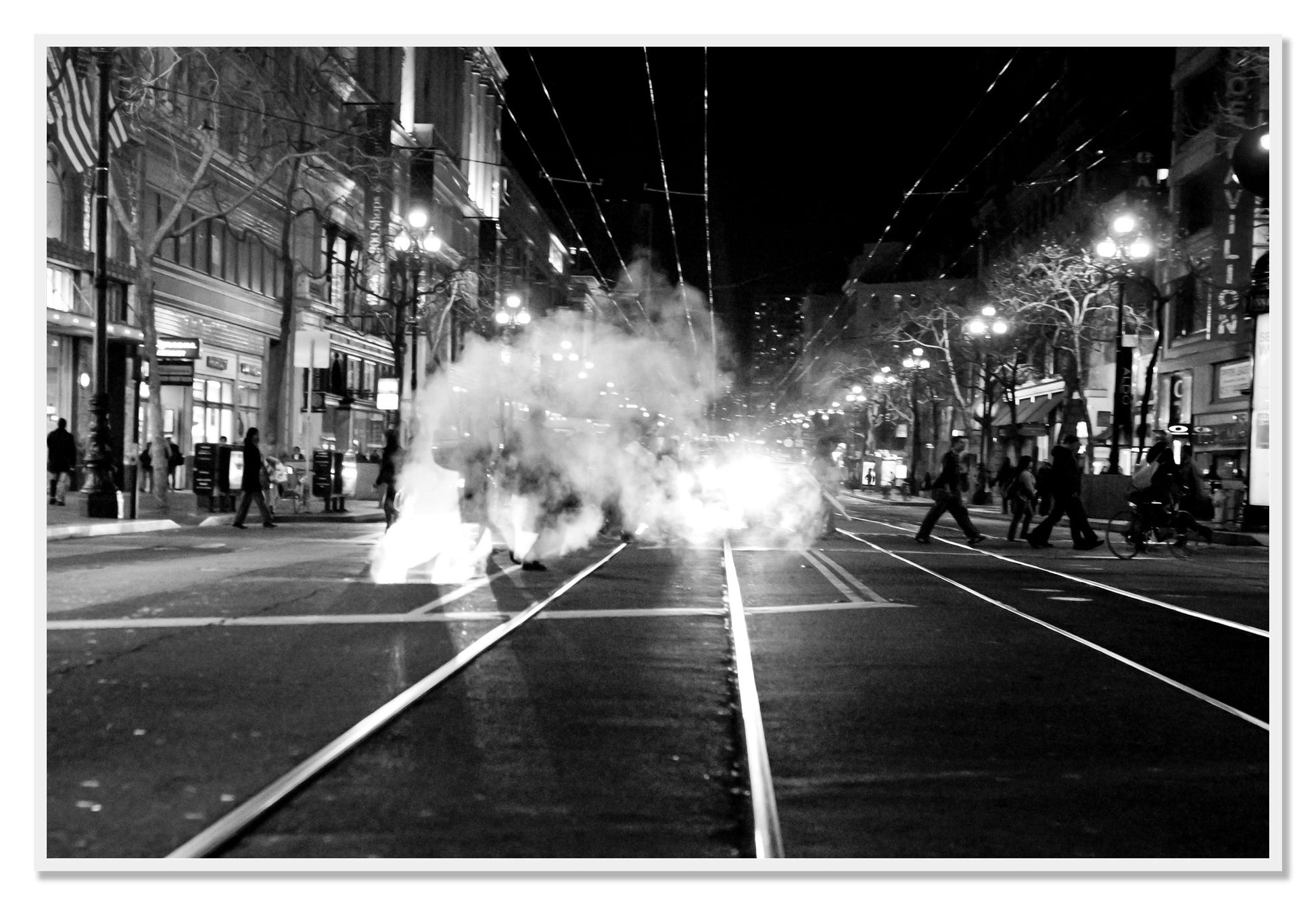 Market Street by Dylan Ozanich, 48×72 Full Bleed Print in a White frame