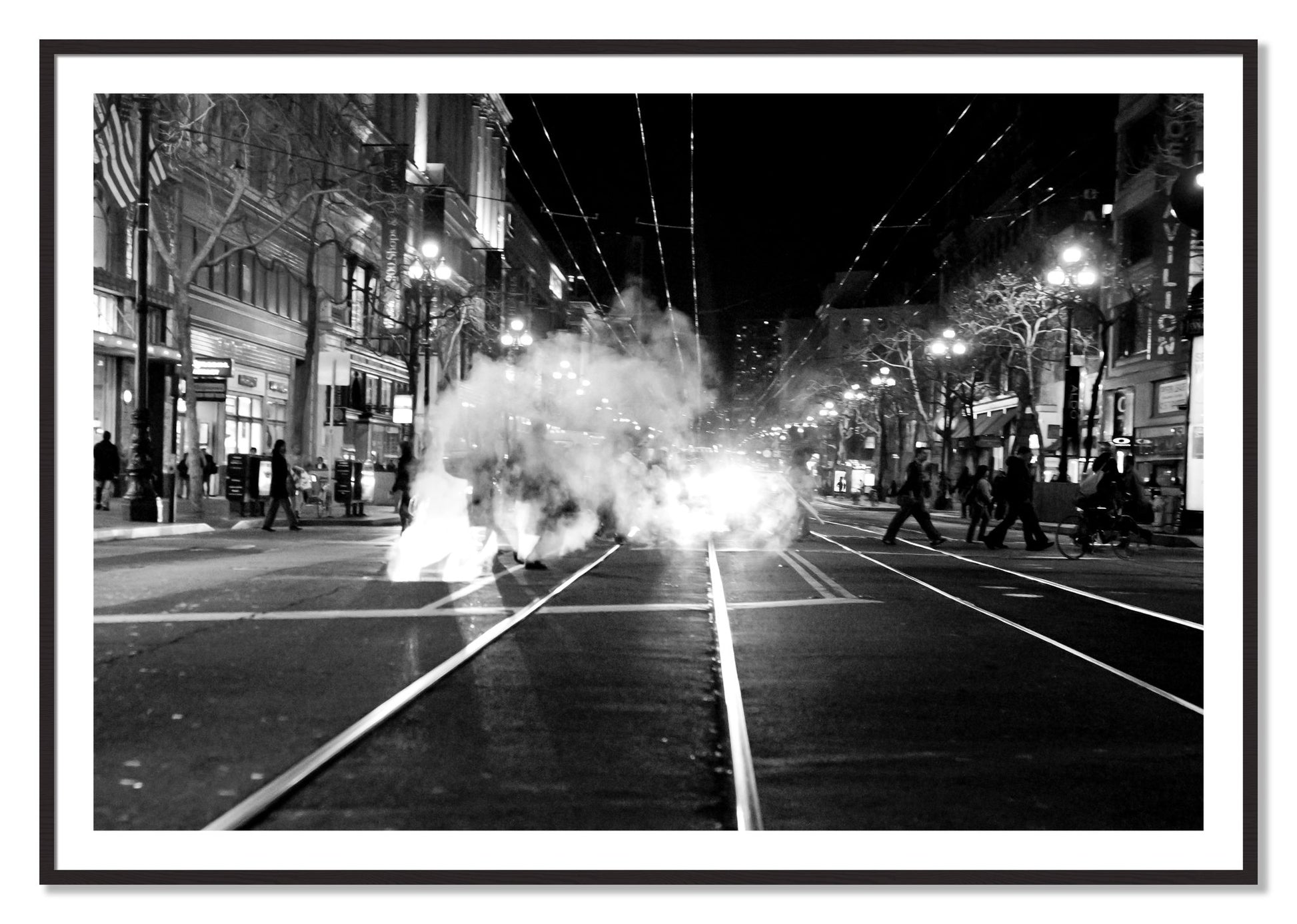 Framed photograph of Market Street by Dylan Ozanich, Black Walnut frame, Borders