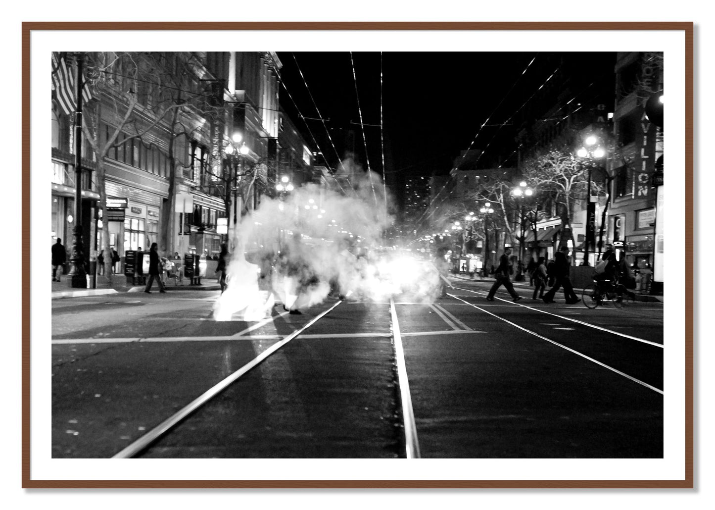 Framed photograph of Market Street by Dylan Ozanich, Walnut frame, Borders
