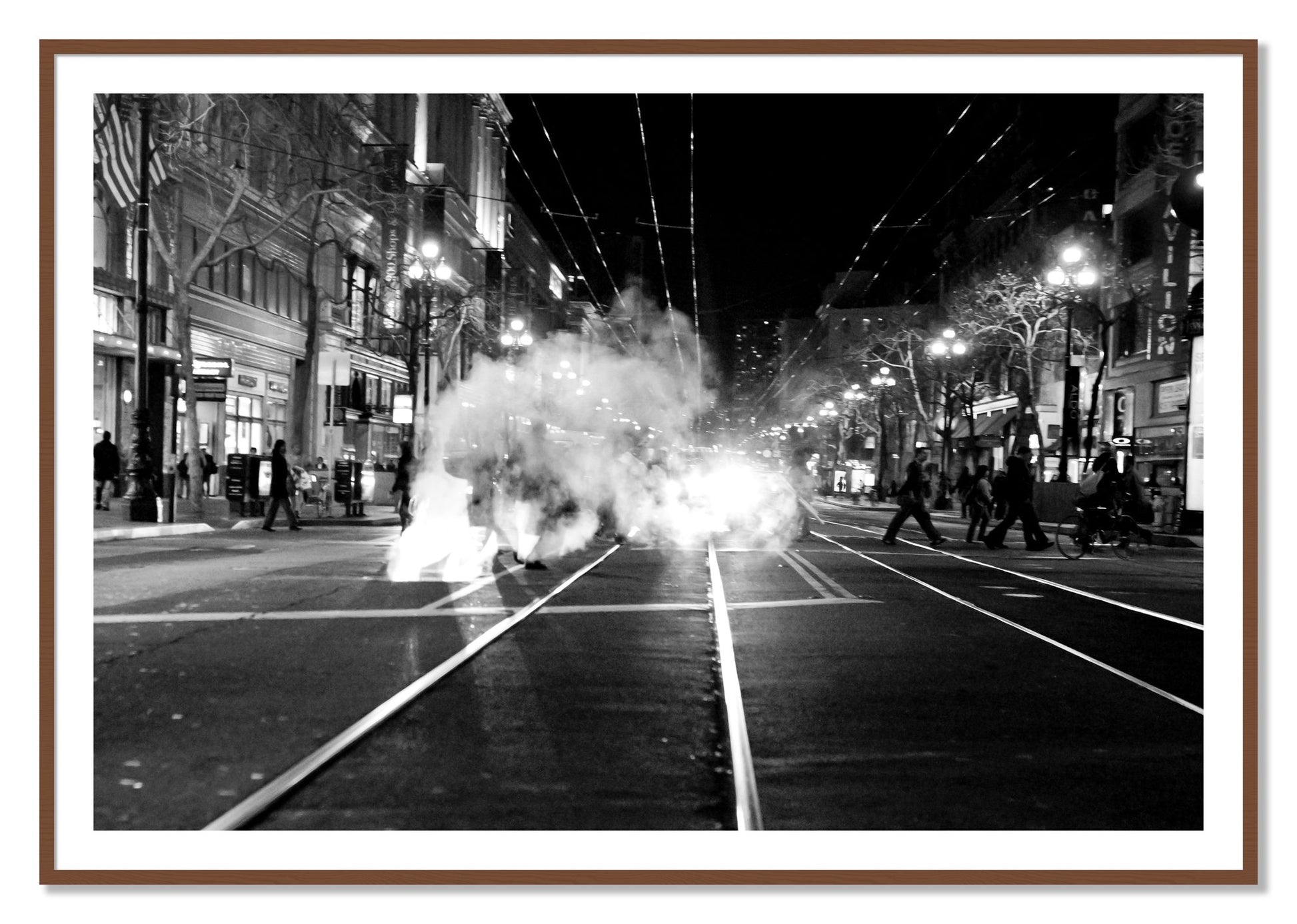 Framed photograph of Market Street by Dylan Ozanich, Walnut frame, Borders