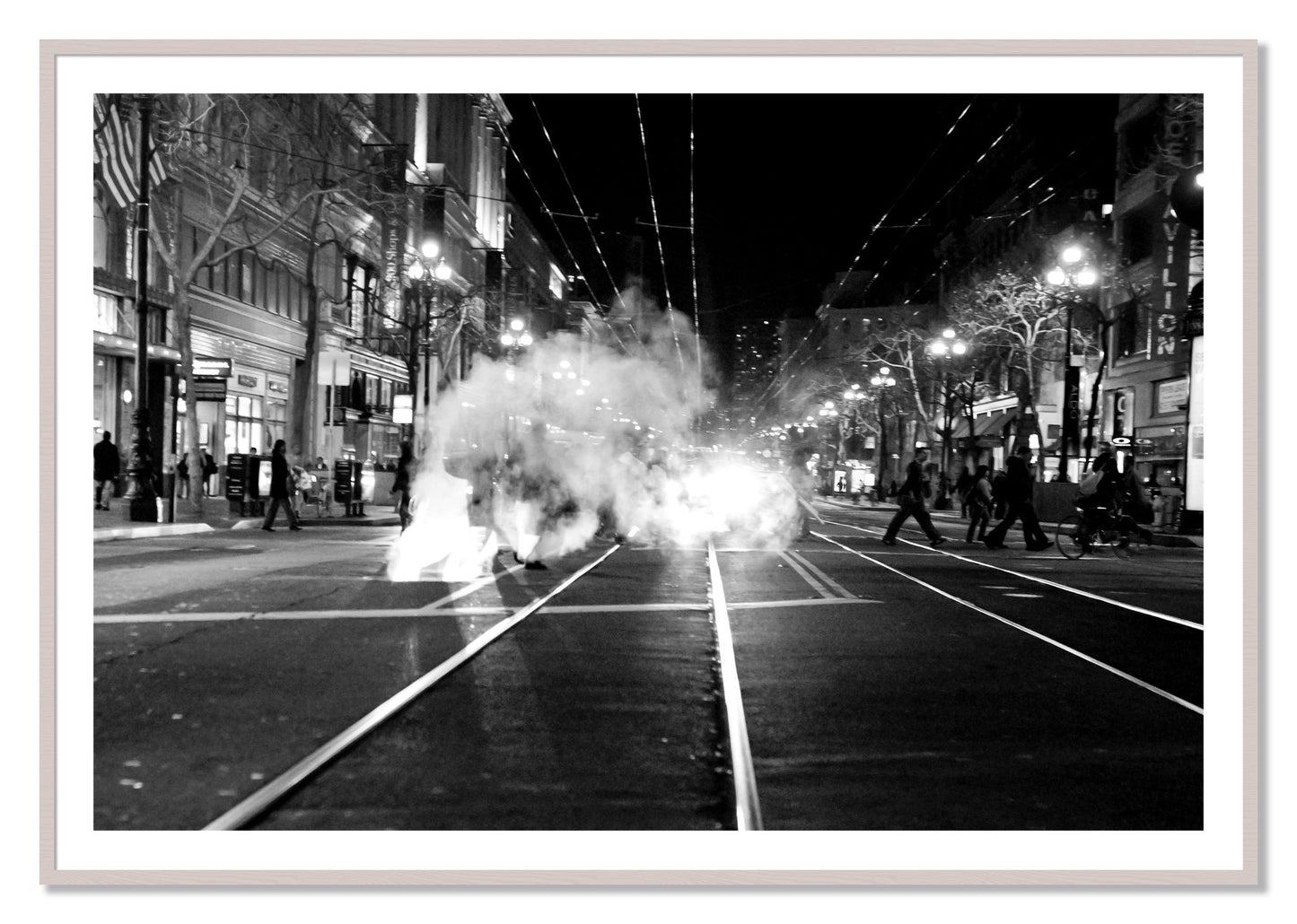 Framed photograph of Market Street by Dylan Ozanich, White Maple frame, Borders