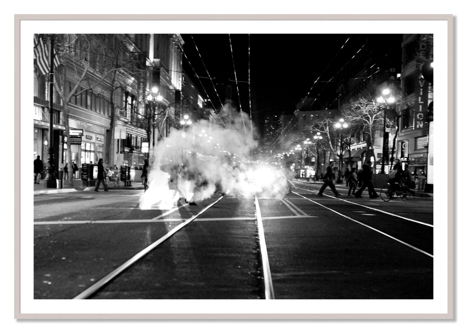 Framed photograph of Market Street by Dylan Ozanich, White Maple frame, Borders