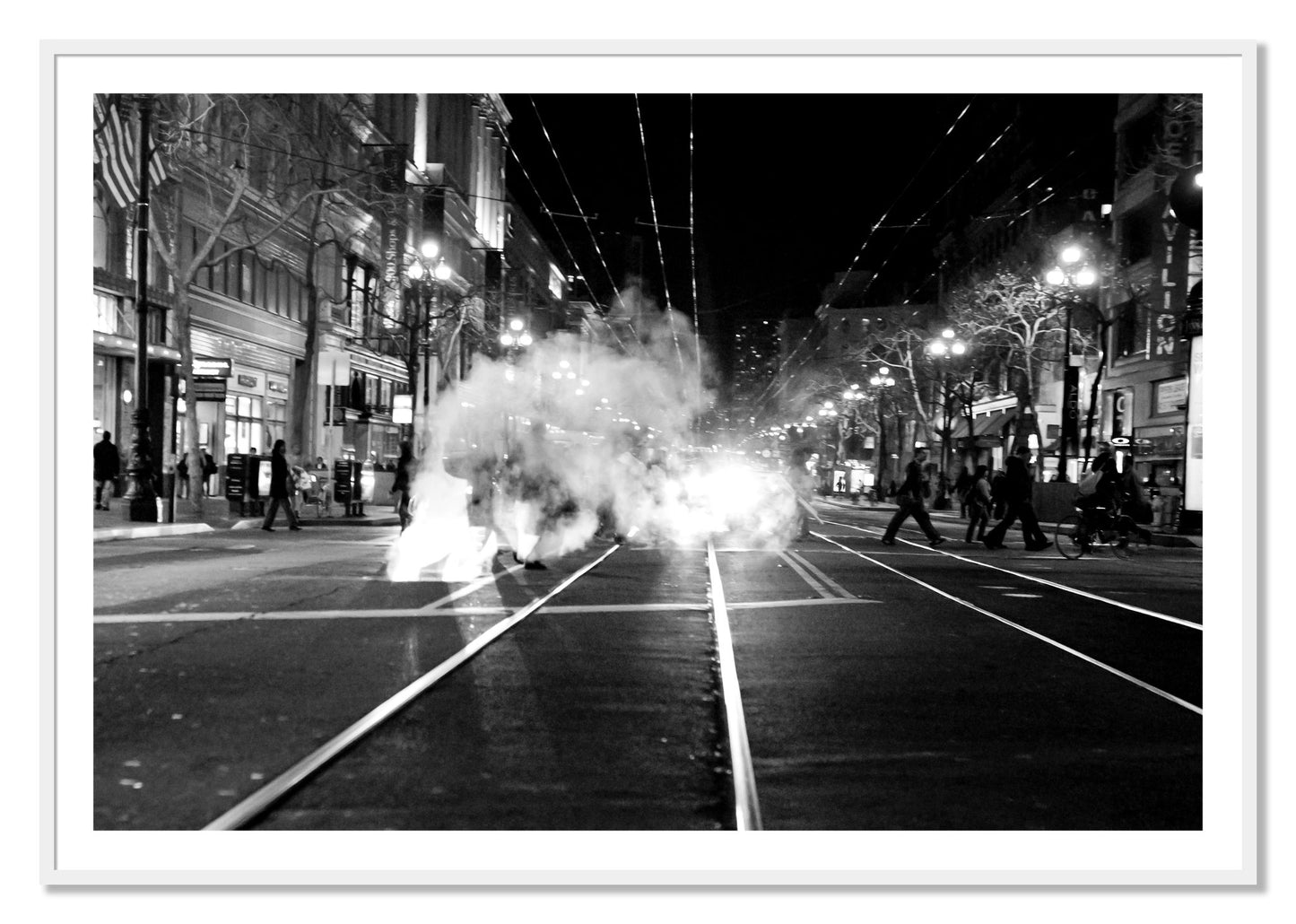 Framed photograph of Market Street by Dylan Ozanich, White frame, Borders