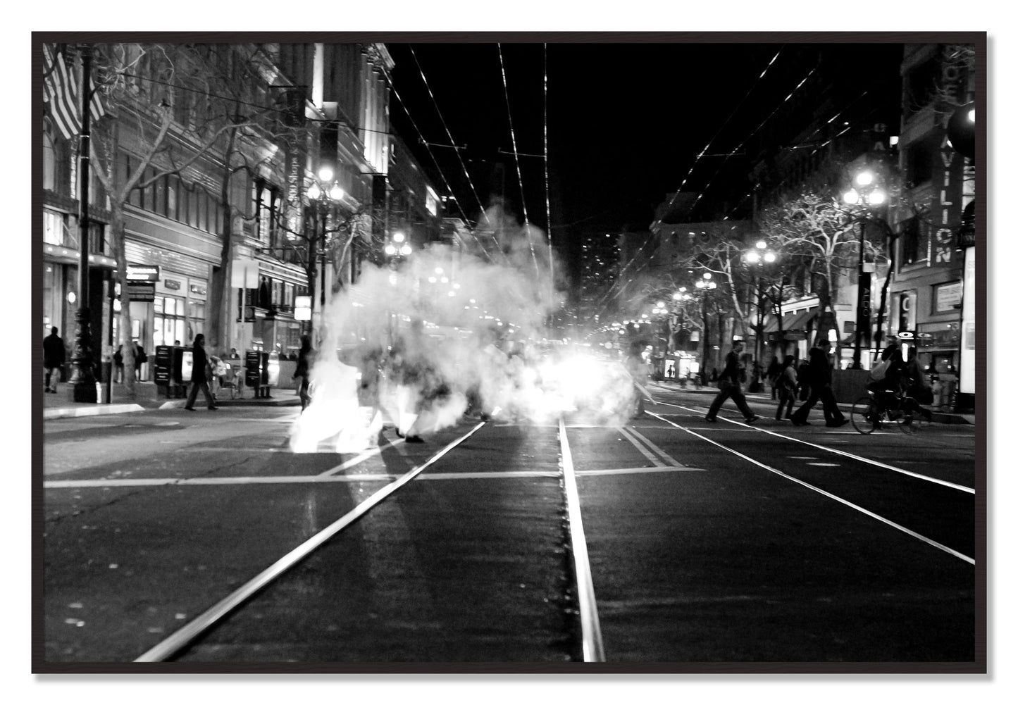 Framed photograph of Market Street by Dylan Ozanich, Black Walnut frame, Full Bleed