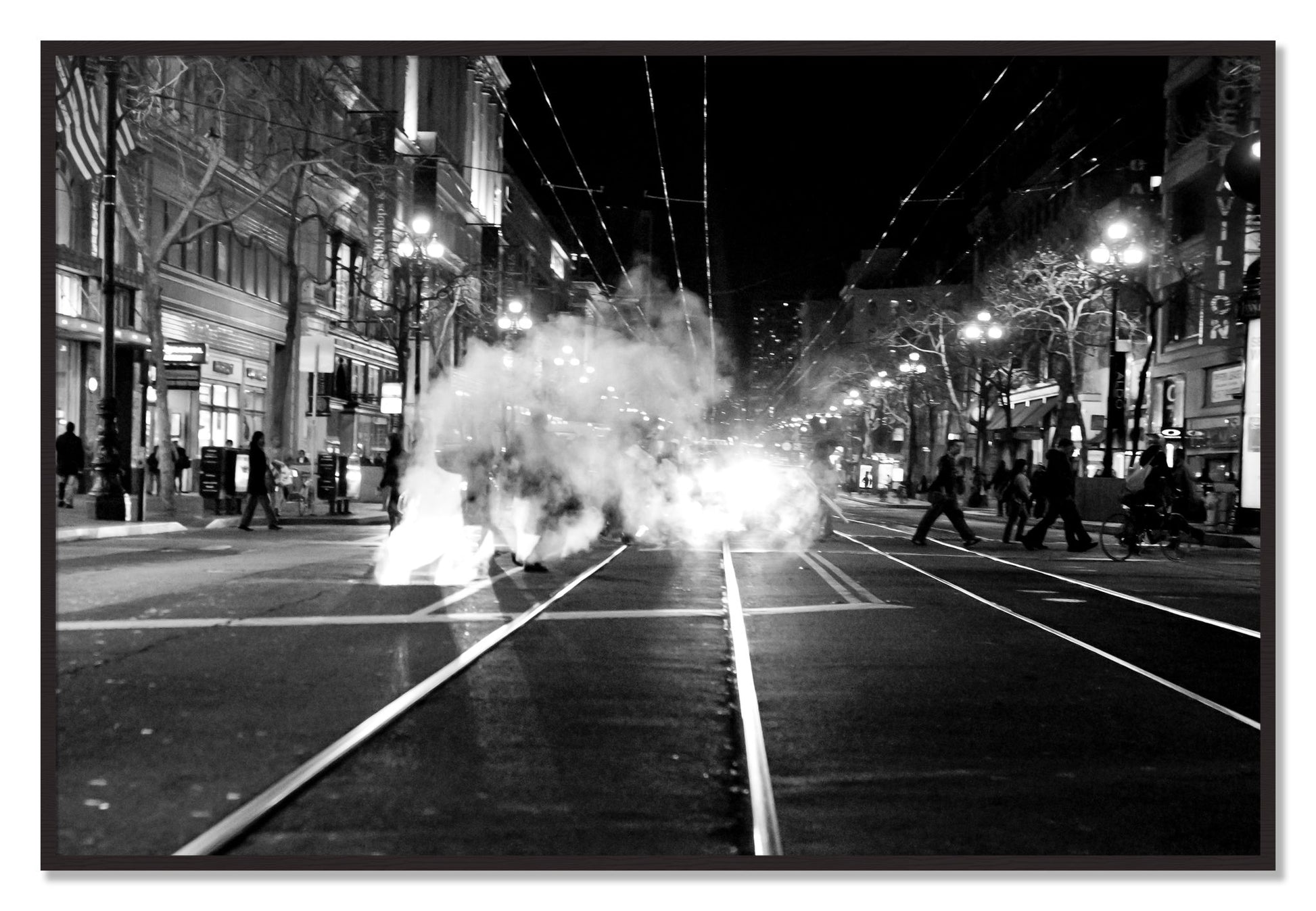 Framed photograph of Market Street by Dylan Ozanich, Black Walnut frame, Full Bleed