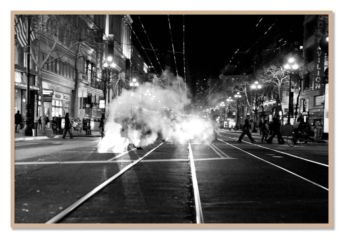 Framed photograph of Market Street by Dylan Ozanich, Oak frame, Full Bleed