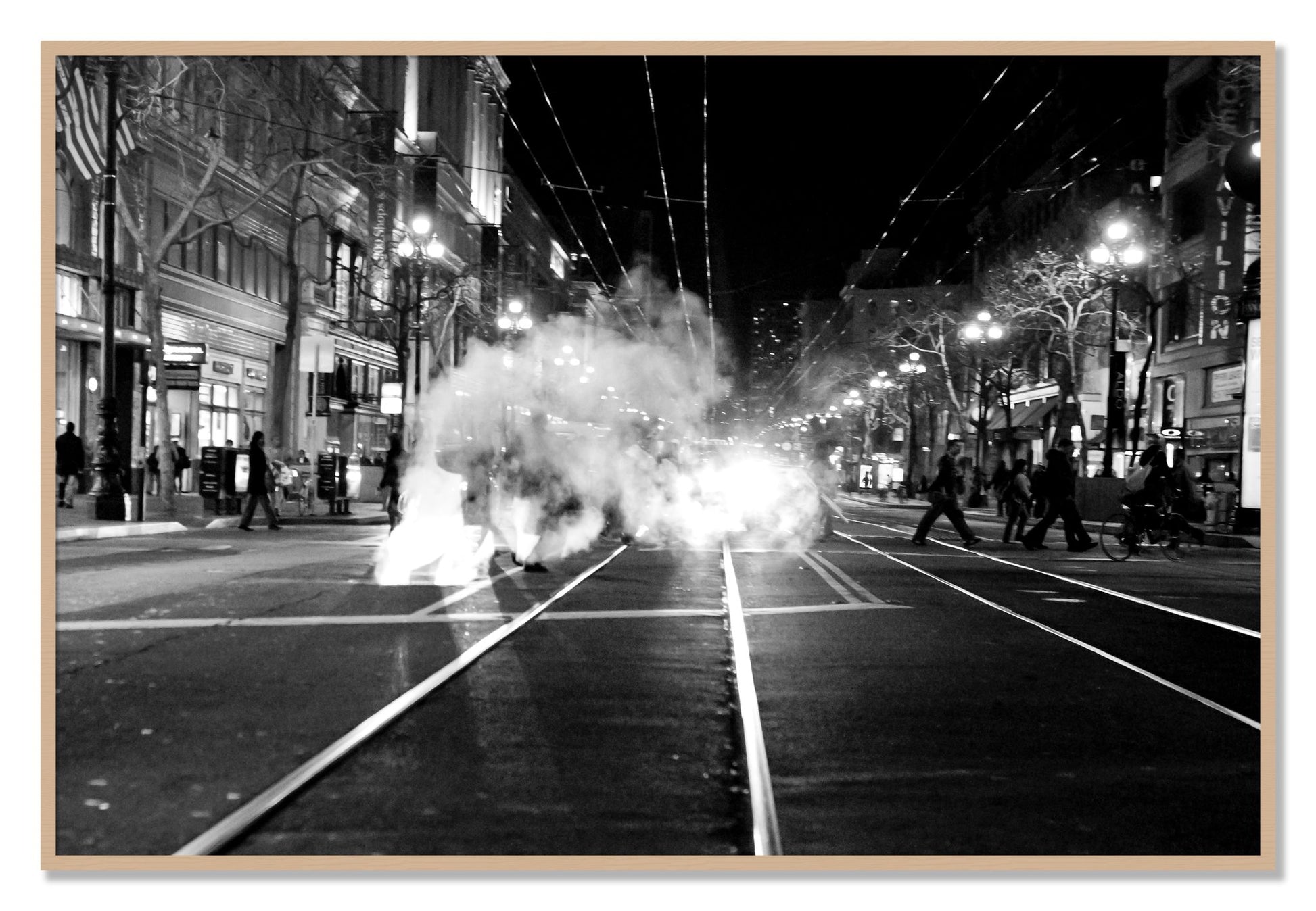 Framed photograph of Market Street by Dylan Ozanich, Oak frame, Full Bleed