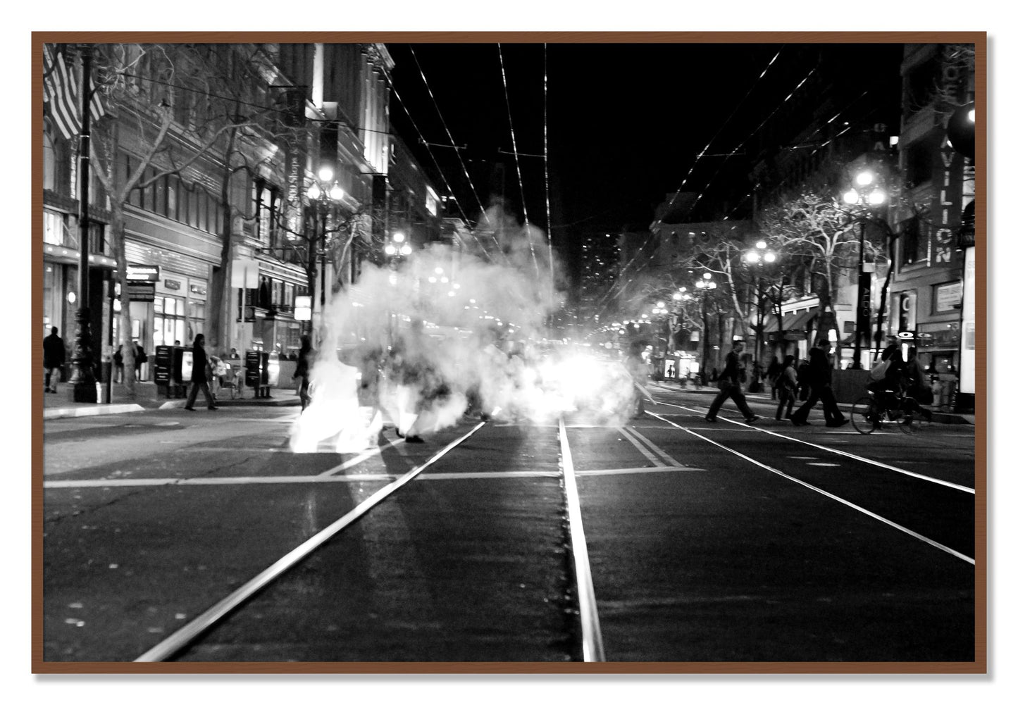 Framed photograph of Market Street by Dylan Ozanich, Walnut frame, Full Bleed