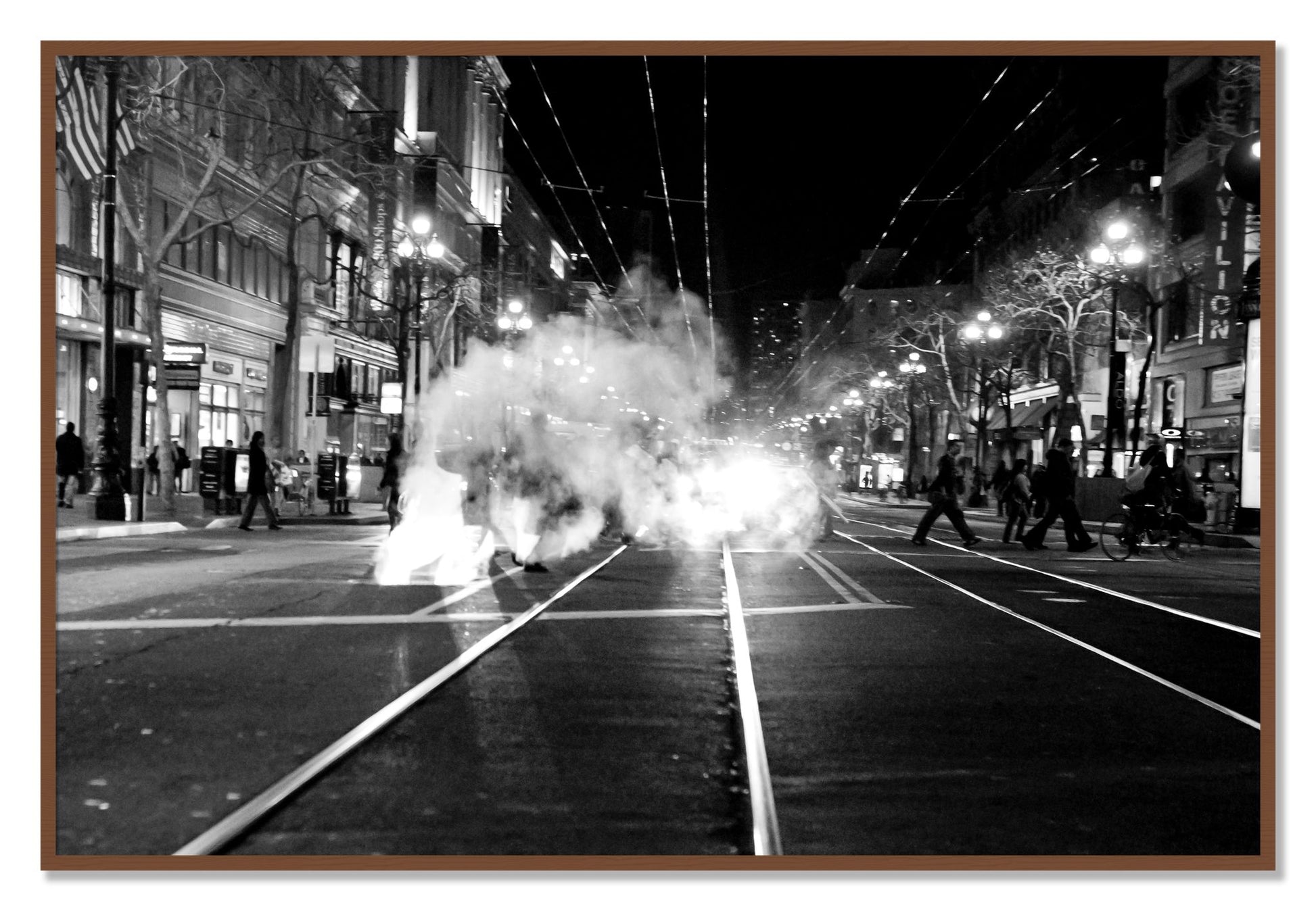 Framed photograph of Market Street by Dylan Ozanich, Walnut frame, Full Bleed
