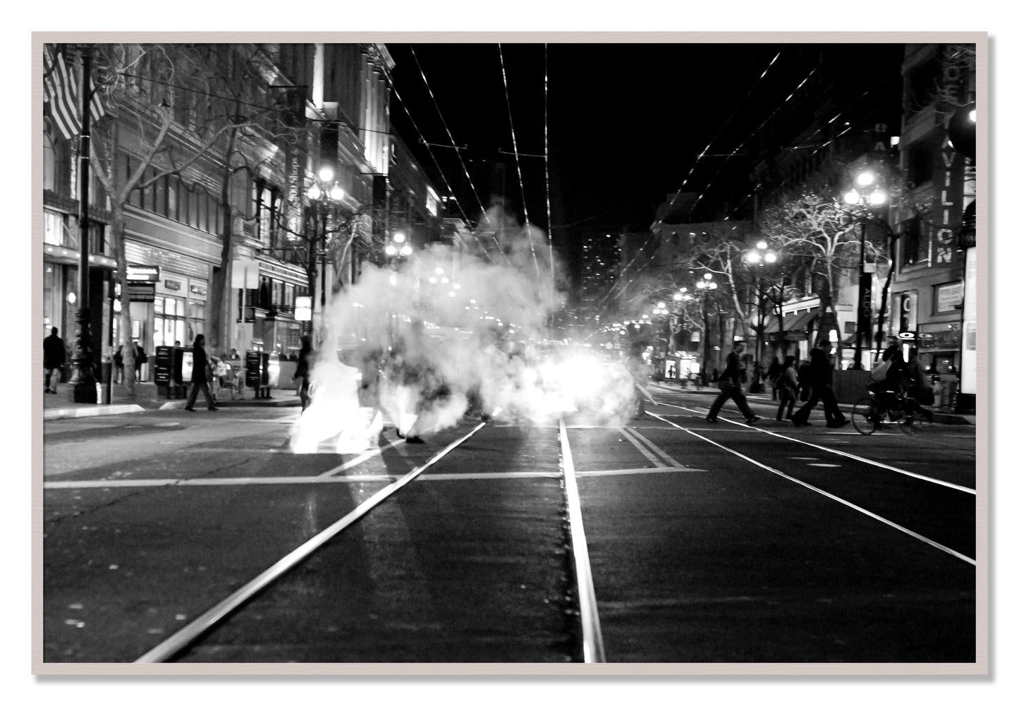 Framed photograph of Market Street by Dylan Ozanich, White Maple frame, Full Bleed